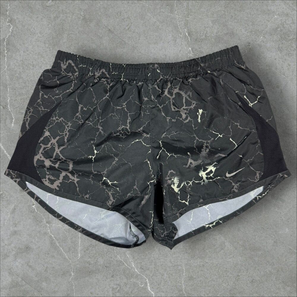 Women's Nike Loose Vented Running Swimming Shorts Crackle Lightning Pattern - XS